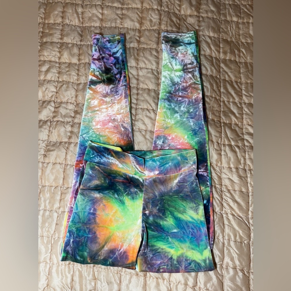 Our prince of peace crushed velvet tie dye leggings S